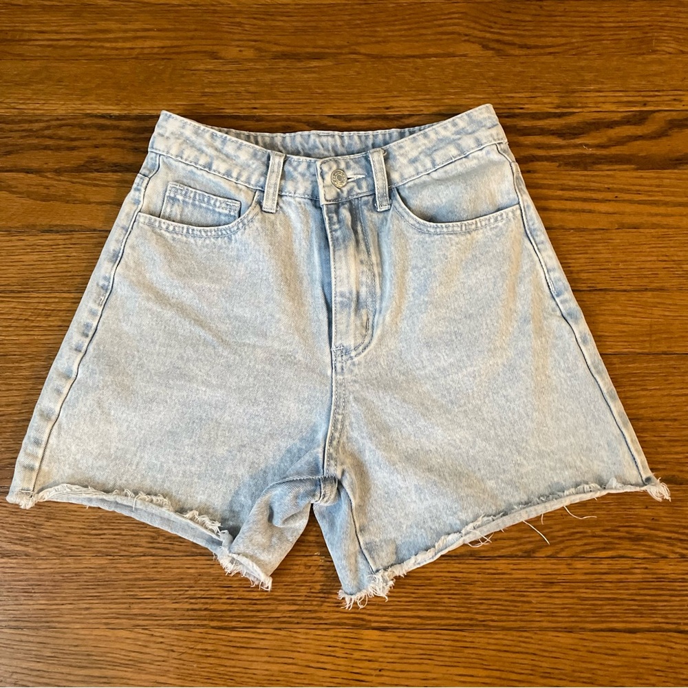 High Waisted Light Wash Denim Daisy Duke Shorts